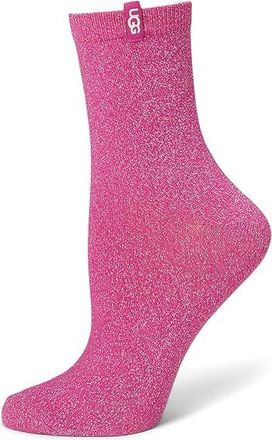 UGG Lavinia Shimmer Quarter Womens Quarter Length Socks Shoes Chroma Pink, Cotton/Nylon/Polyester