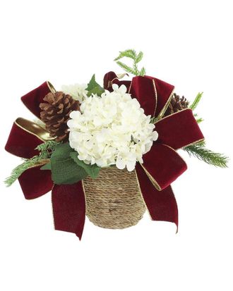 Creative Displays Inc. Christmas Holiday Arrangement With White Hydrangeas & Bows