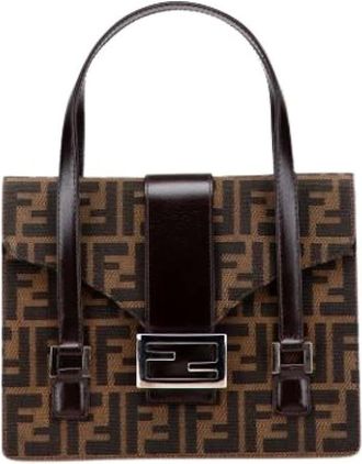 Fendi Pre-owned Handbags, female, Brown, Size: ONE SIZE Pre-owned Canvas Handbag