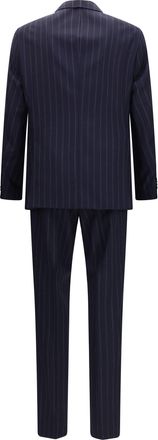 HUGO BOSS Mens Striped Virgin Wool Suit Dark Blue Merino Ovis Aries Suits
