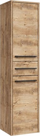 Badplaats Badplaats Armadio Bagno Florence 30 X 35 X 130 Cm - Rovere Castagno - Colonna Sospesa Con 2 Ante E 1 Cassetto