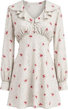 Mar De Margaritas Abito Corto con Collo Arricciato - - Dresses - Donna - Bianco - M