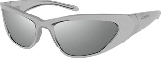 Balenciaga Zilveren Zonnebril Bb 0181S - Heren - Zonnebrillen - Grijs - 62 MM - Accessoires