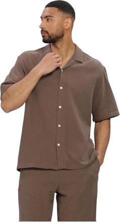 Selected Short Sleeve Shirt - Heren - Overhemden - Bruin - Maat: S