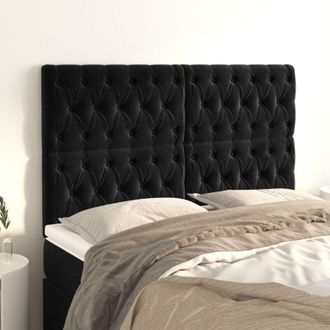 vidaXL Cabeceros 4 Unidades Terciopelo Negro 72x7x78/88 Cm Vidaxl