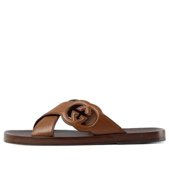 Gucci Side Interlocking G Slide Sandals Brown 738471-US000-2535