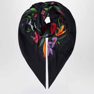 Gucci Wool and silk scarf with floral print