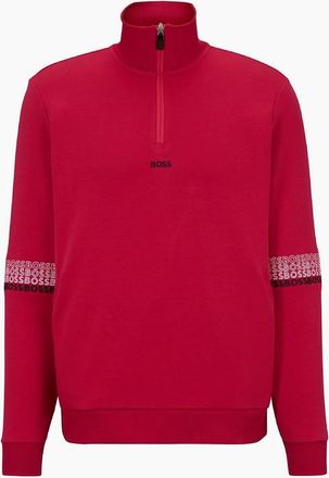 HUGO BOSS Mens Zip Neck Long Sleeve Sweatshirt - Pink - Size: 38