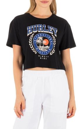 Hurley Academy Graphic Boxy Crop T-Shirt in Black at Nordstrom, Size X-Small