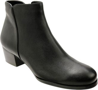 David Tate Womens David Tate Taxi Boots Black Leather Block Heel Ankle Bootie JOBB303