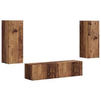 vidaXL Conjunto De Mueble De Tv Montaje En La Pared 2 Pcs Madera Vieja Vidaxl