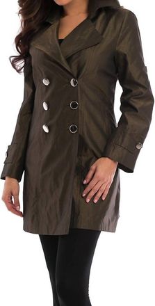 Angel Metallic Double Breasted Rain Jacket In Army