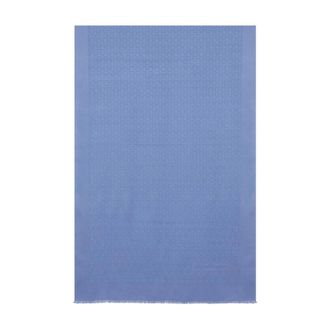 Ferragamo Accessoires, Dames, Blauw, ONE Size, Wol, Gancini Zijde en Wollen Stola