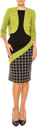 Maya Brooke Angled Contrast Print Jacket Dress In Kiwi Black