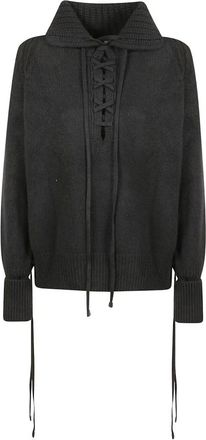 Ermanno Scervino Pure Cashmere Trui met Handgemaakte Vlecht - Dames - Cashmere truien - Zwart - XS - Kasjmier - Truien & Vesten