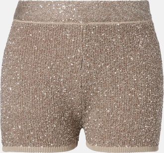 Brunello Cucinelli Sequined ribbed-knit cotton shorts
