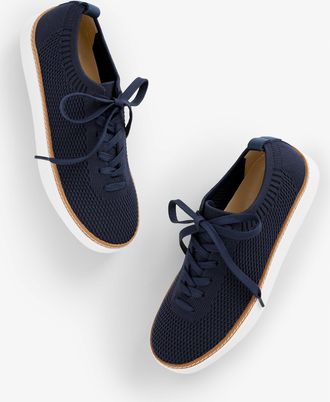 Talbots Brittany Knit Sneakers - Blue - 5 1/2 M - 100% Cotton Talbots