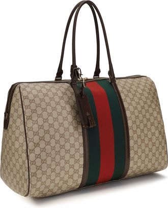 Gucci Womens Gg Travel Bag Web Stripe Vin.san.br-Dk.br-Vrv Cotton; Linen; Polyurethane Vin.san.br/dk.br/vrv Suitcases