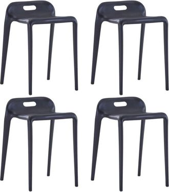 vidaXL Stackable Stools 4 pcs Black Plastic vidaXL