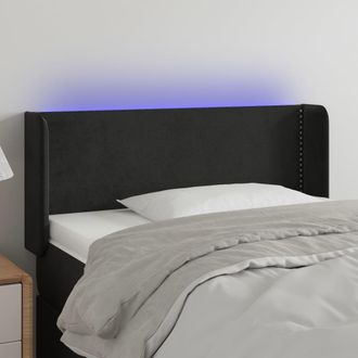 vidaXL Cabecero Con Led De Terciopelo Negro 93x16x78/88 Cm Vidaxl