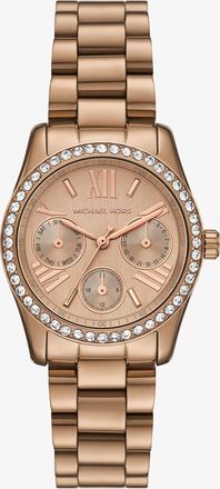 Michael Kors Mini Lexington Pav&eacute; Brushed Beige Gold-Tone Watch