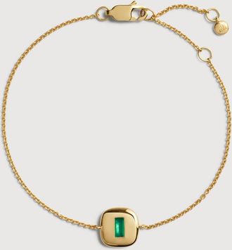 Monica Vinader Gold Gemdrop Chain Bracelet Green Onyx