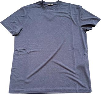 Tom Ford Lyocell Katoenen T-shirt met Ronde Hals - Heren - T-shirts - Blauw - M - Katoen - Tops
