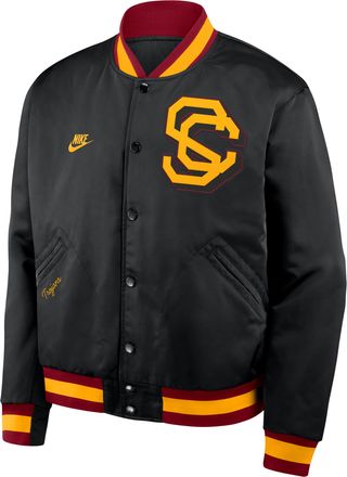 Nike USC Legacy Nike Mens College Full-Snap Bomber Jacket in Black | 03O50E4USCV-P0K