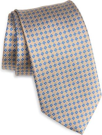 David Donahue Neat Diamond Silk Jacquard Tie in Cocoa at Nordstrom