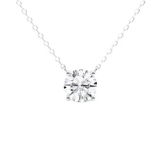 Grown Brilliance 1 1/2 Carat Round Solitaire Lab Grown Diamond Pendant in 14K White Gold, 18 Cable Chain, G Color, SI Clarity