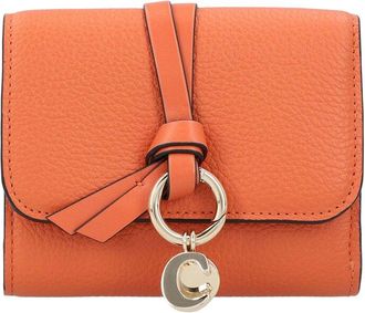 Chlo&eacute; Orange Calfskin Leather Alphabet Long Wallet, Never Carried (Authentic Pre-Loved)