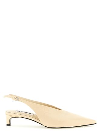 Jil Sander Beige Calfskin Mid Heel Womens Pumps
