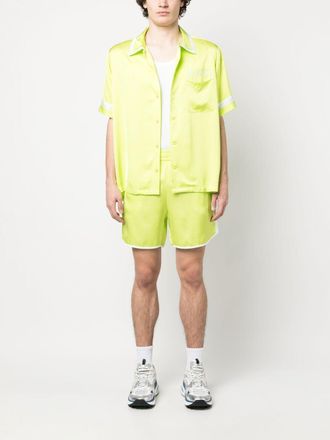 Blue Sky Inn Contrasting-Side Track Shorts - lime green