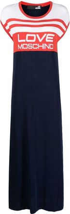 Love Moschino logo-print maxi dress - women - Polyamide/Viscose - 46 - Blue