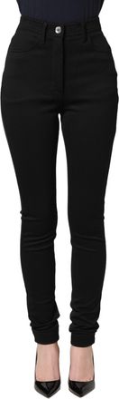 Dolce & Gabbana Womens Black Nylon Stretch Skinny High Waist Pants Elastane