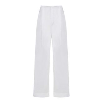 Brunello Cucinelli Naturale Wide Leg Cotton Trousers, Brand Size 42 (US Size 8)