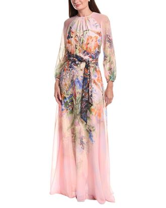 Teri Jon by Rickie Freeman Chiffon Floral Maxi Gown