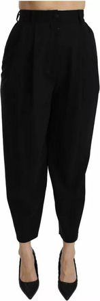Dolce & Gabbana Zwarte Wol Geknipte Broek - Dames - Vrijetijds broeken - Zwart - S - Wol - Broeken