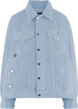 Haikure Light Blue Ribbed Cotton Jacket With Classic Collar