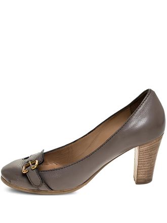 Chloé 75mm buckle-detail leather pumps - Grey