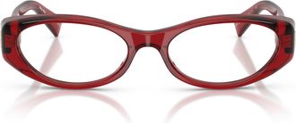 Miu Miu 0mu 03zv Translucent Red Acetate Oval Frame Sunglasses