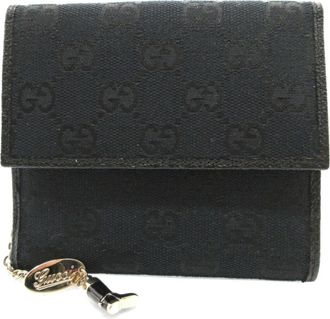 Gucci Black Gg Canvas Leather Wallet (Bi-Fold) (Pre-Owned)