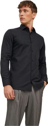 Jack & Jones Casual Heren Overhemd Lange Mouw - Heren - Zakelijke Overhemden - Zwart - XL - Katoen - Overhemden
