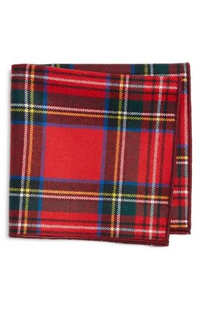 Clifton Wilson Red Tartan Plaid Wool Pocket Square at Nordstrom