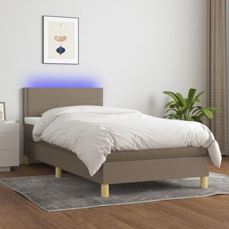 vidaXL Vidaxl - Cama Box Spring Con Colch&oacute;n Led Tela Gris Taupe 90x190 Cm