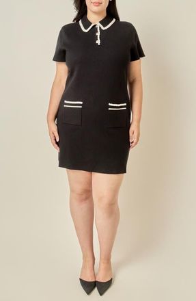 English Factory Scallop Detail Dress in Black/white at Nordstrom, Size 2X