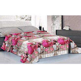 Trade Shop Trade Shop - S&aacute;bana Calentita Completa Para Cama De Matrimonio 250x290 Cm, Esquinas Maxi, Corazones, Lunares Y Rosas