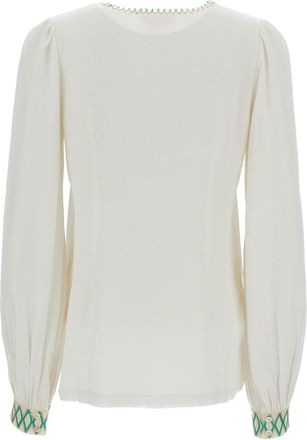 Emporio Sirenuse Ballerina Embroidered Silk Blouse