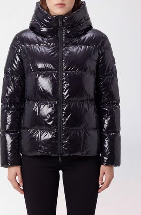 Herno Short Hooded Quilted Nylon Down Jacket with Zip Closure