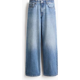 H&M Baggy Regular Waist Jeans in Light Denim Blue at Nordstrom, Size 14